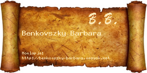 Benkovszky Barbara névjegykártya